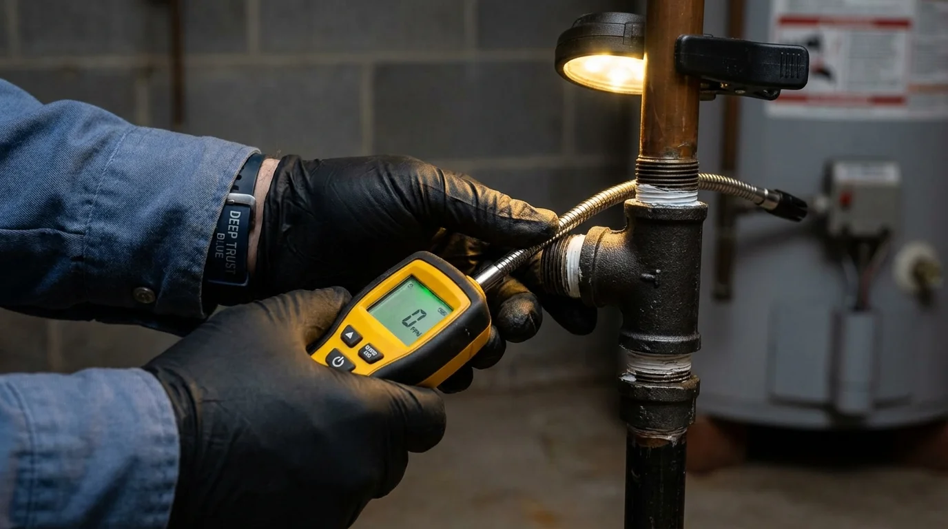 Gas leak detection with electronic sniffer by Johns Plumbing LLC in Grosse Ile
