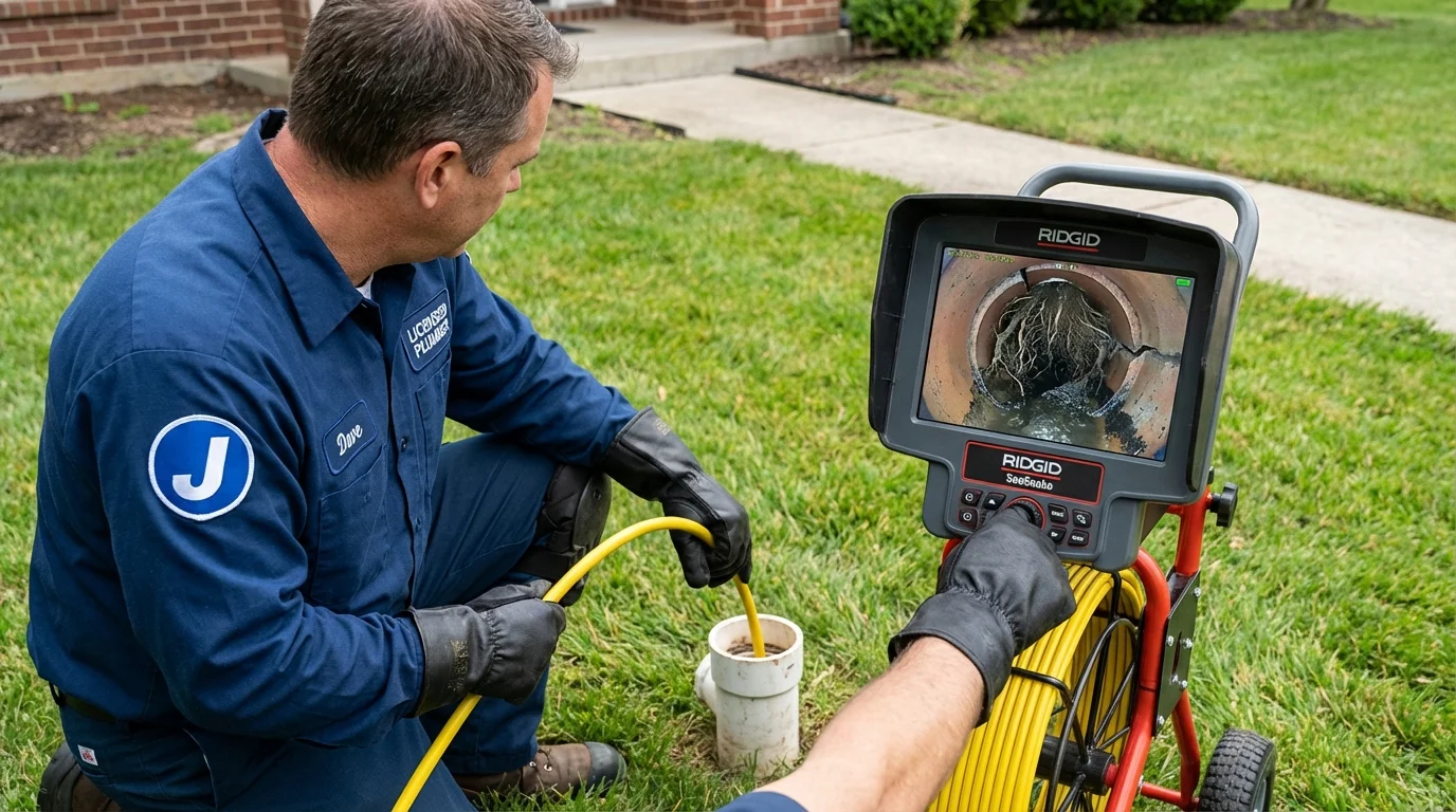 Sewer camera inspection being performed by Johns Plumbing LLC in Grosse Ile